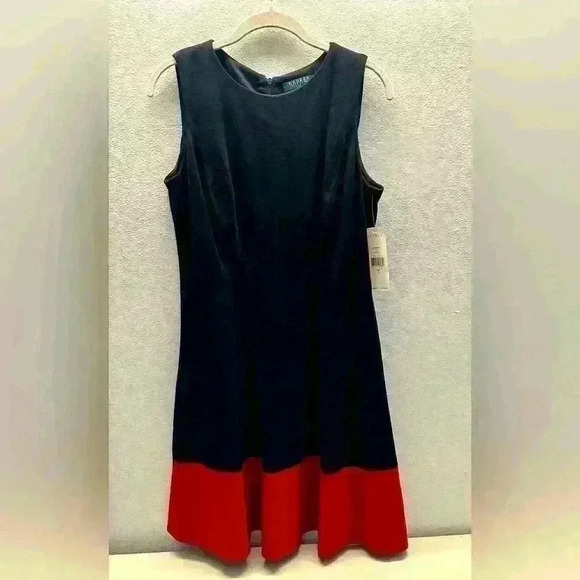 NWT Lauren Ralph Lauren Color Block Knit Dress Size 2 - Picture 1 of 6